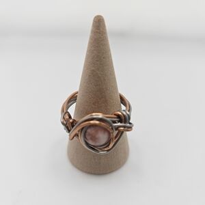 Stainless Steel And Copper Ring With Imperial Jasper Stone